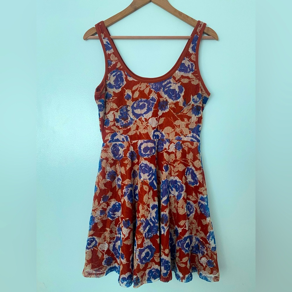 American Rag Red and Blue Floral Mini Dress